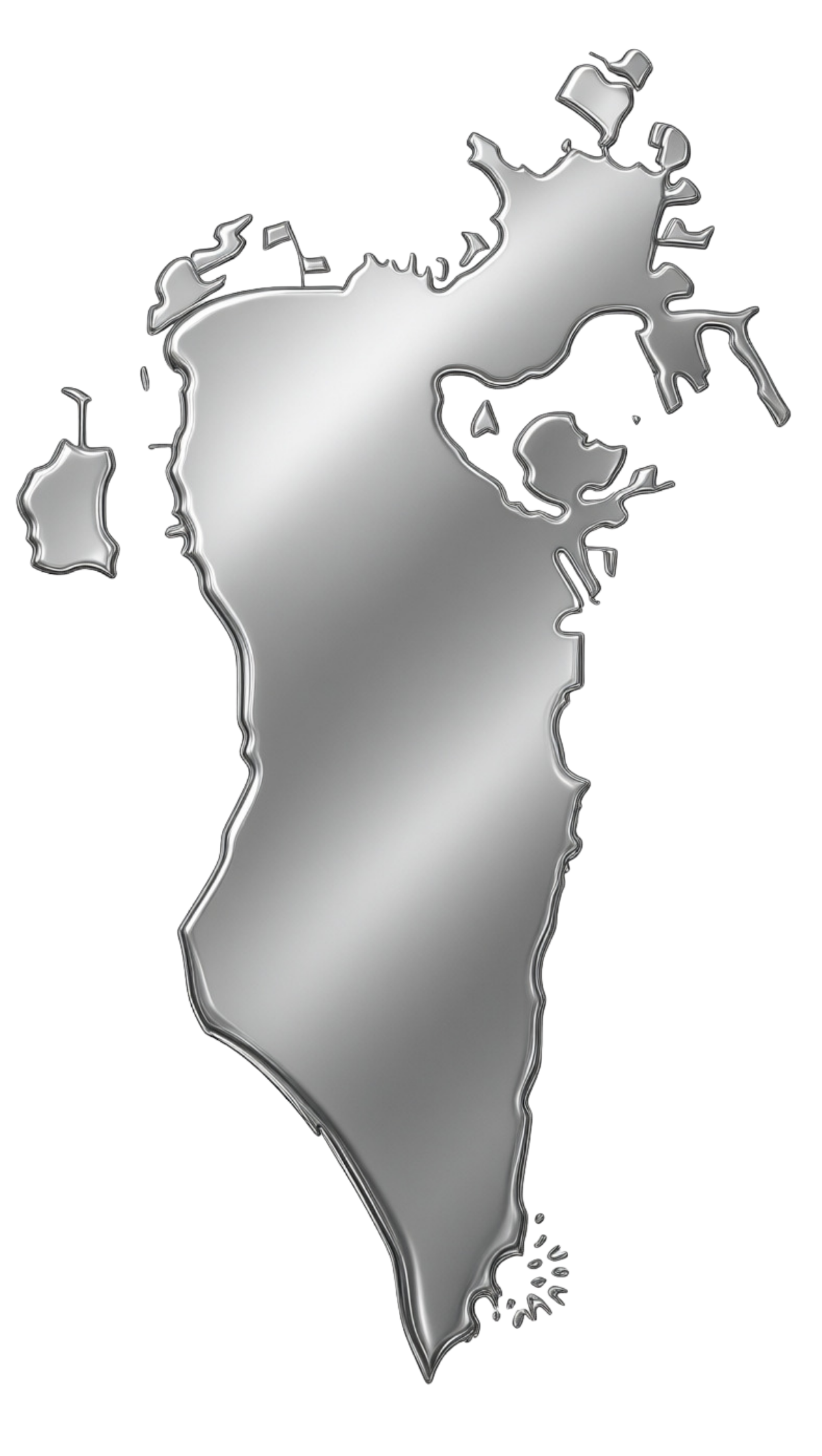 Silver grayscale map of Bahrain